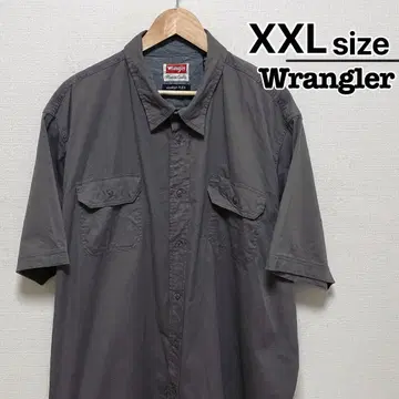 Wrangler 워크 셔츠 반팔 2XL 그레이 무지 코튼 미국 구제 의류