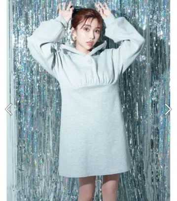 eimy istoire 그레이 후드 부착 맨투맨 원피스