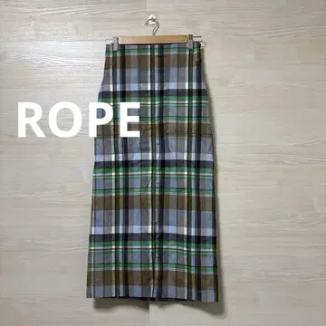 ROPE 체크 무늬 타이트 롱 스커트 앞 슬릿 올 패턴 슬림 예쁨