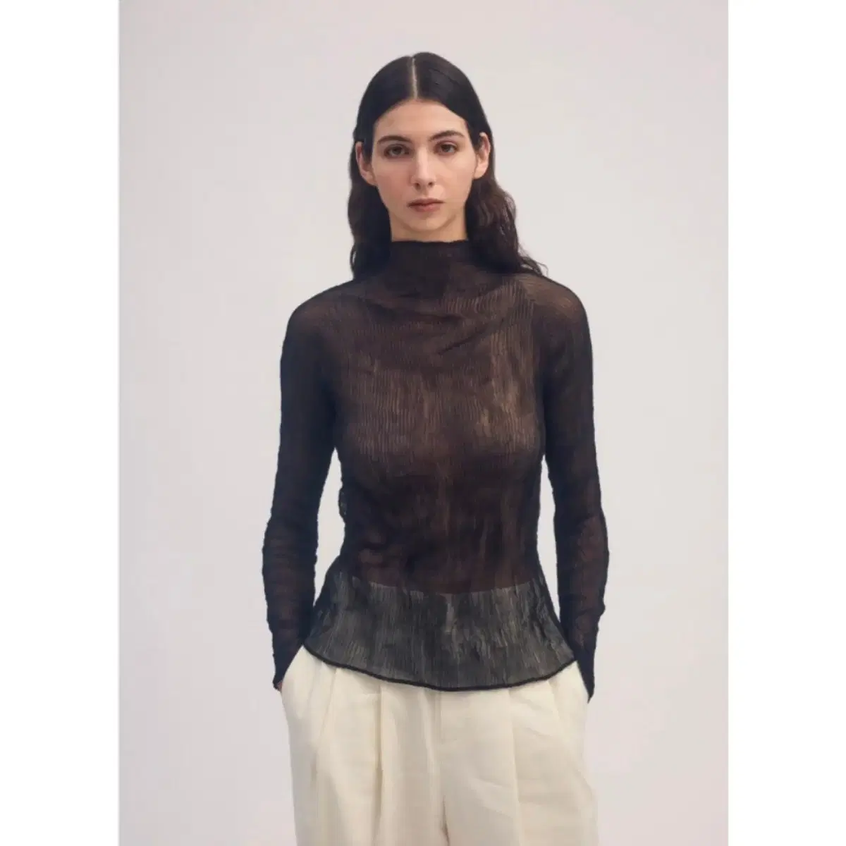 Issey Miyake Chiffon Twist High Neck Top