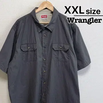 Wrangler 워크 셔츠 반팔 2XL 그레이 무지 더블 포켓 구제 의류