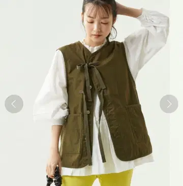 FREAK'S STORE 리본 포함 베스트 카키