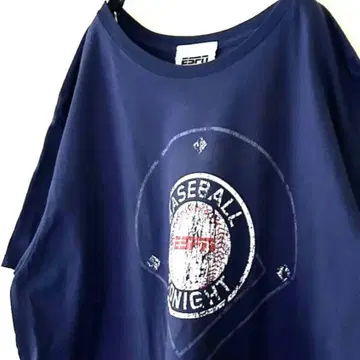 ESPN 헤인즈 베이스볼 티셔츠 2XL 네이비 컬러 구제 의류