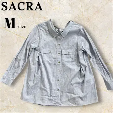 SACRA 사쿠라 긴팔 셔츠 블라우스 튜닉 리본 코튼 [M]