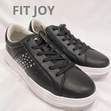 (컨디션 최상) FITJOY 블랙 스니커즈 사이드 지퍼 비쥬 장식