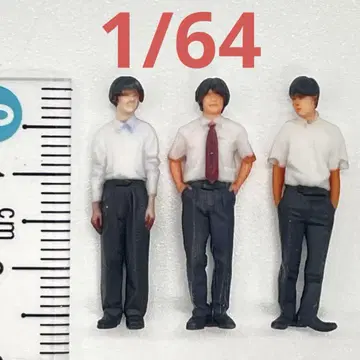 1/64 남자 학생 피규어 3개 세트 완제품 미니어처 디오라마 미니카
