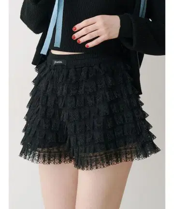 jouetie 레이스 티어드 숏 팬츠 블랙