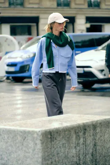 ZARA 옥스퍼드 크롭 셔츠 블루