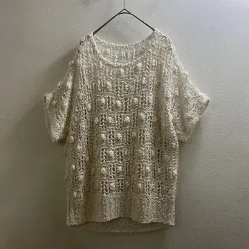 유럽 90s 80s 레이온 탑 니트 티셔츠 크로셰 레어