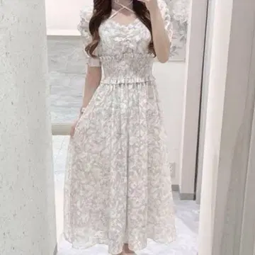 AnMILLE 플라워 크로스 플레어 OP 원피스