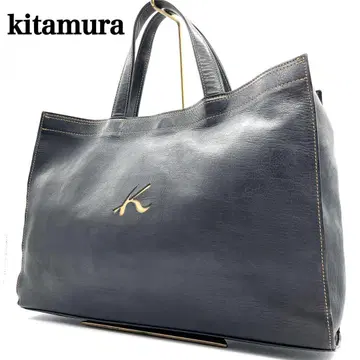 kitamura 토트백 핸드백 가죽 블랙 A4 수납 가능
