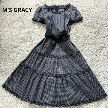 M'S GRACY 깅엄 체크 티어드 프릴 원피스 리본 벨트