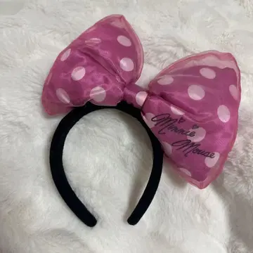 디즈니 미니 마우스 핑크 리본 머리띠 Disney