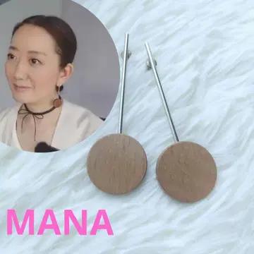 MANA 마나 이마니시 유코 우드 라운드 플레이트 귀걸이 베이지 골드