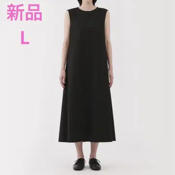 MUJI 바람이 잘 통하는 스트레치 축구 슬리브리스 원피스 여성L 블랙