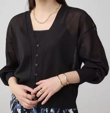 AZULBYMOUSSY 블랙 시어 돌먼 니트 가디건 아줄바이마우지
