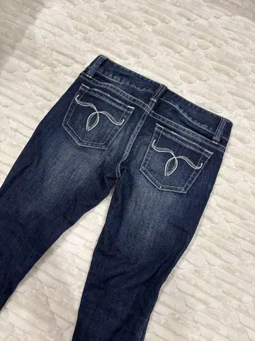 MOUSSY 데님 25 다크 블루 로우라이즈 청바지 청바지 다크 네이비