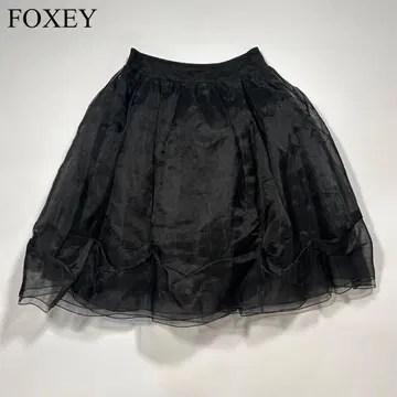 [ 새상품급 ] FOXEY 튤 벌룬 스커트 블랙 고급 모드 실크