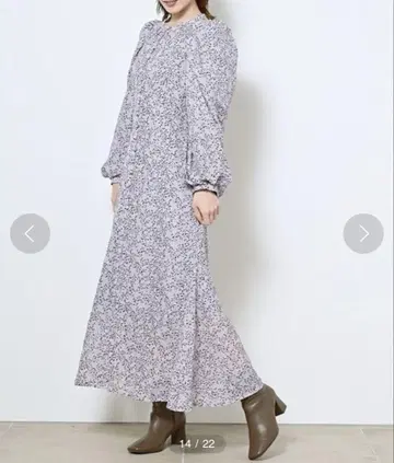 스나이델/하이넥 헴 플레어 프린트 원피스