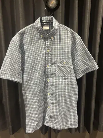 Lavis 반팔 셔츠 블루 계열 체크 이탈리아제 구제 의류 Blue