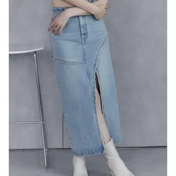MURUA 무루아 데님 프론트 오픈 롱 스커트