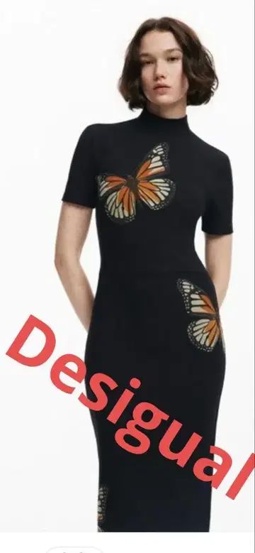 Desigual 모나크 패터플라이 원피스 블랙 M 사이즈
