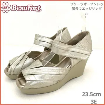 BeauFort 플리츠 오픈토 롱 레그 웨지솔 샌들 M 메탈릭