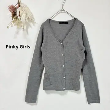 핑키 걸스 Pinky Girls 긴팔 가디건 V넥 그레이