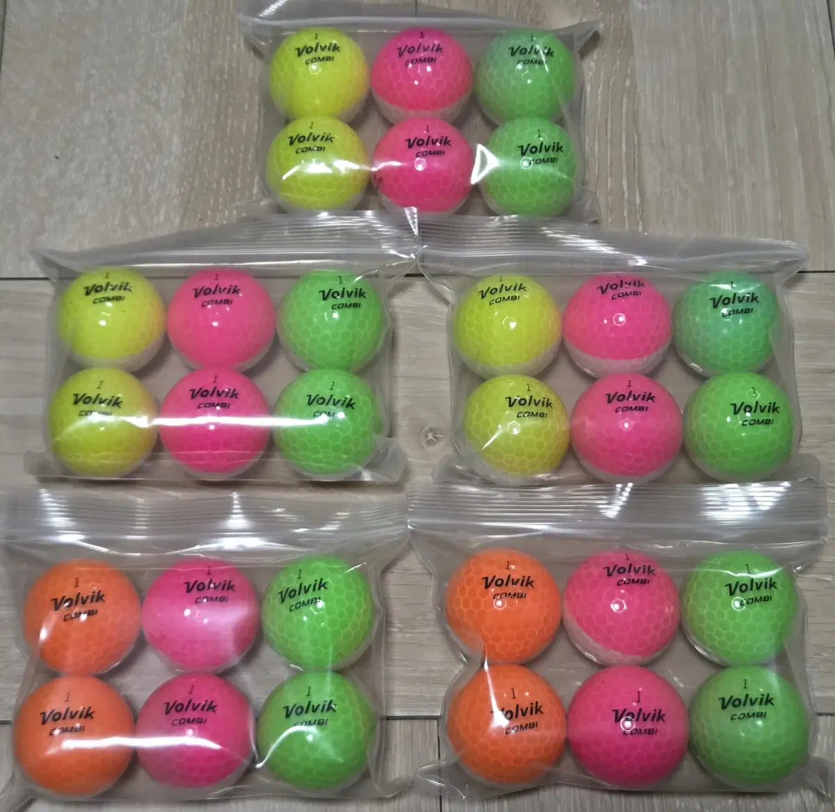 Volvik Combi Grade A 3-Piece vahnvahn Ball 6 Balls 5 Sets 30 Balls Color Recycled Golf Balls