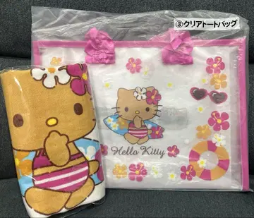 산리오 복권 일광화상 키티 클리어 토트백 거즈 타월 세트