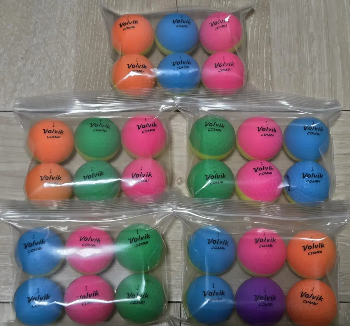 Volvik Combi Grade A Matte 3-Piece vahn Ball 6 Balls 5 Sets 30 Balls Color Recycled Golf Balls