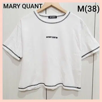 MARY QUANT 마리 Quant 반팔 티셔츠 화이트 블랙 스티치 M