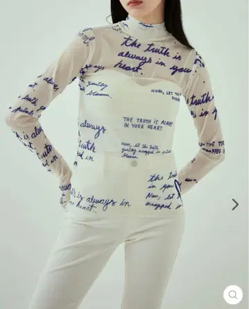 팝피 아사기니오 블루 메시지 시스루 톱스