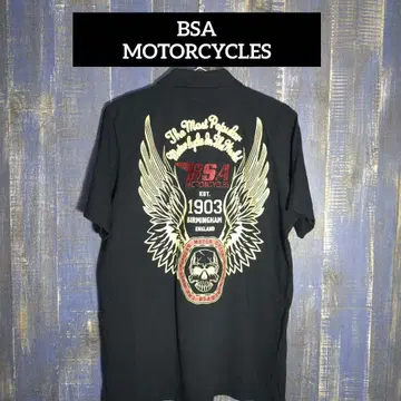 BSA MOTORCYCLES 피케 셔츠 스컬 자수 XL