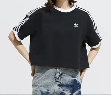 아디컬러 쓰리 스트라이프 루즈 크롭 반팔 티셔츠 / 아디다스