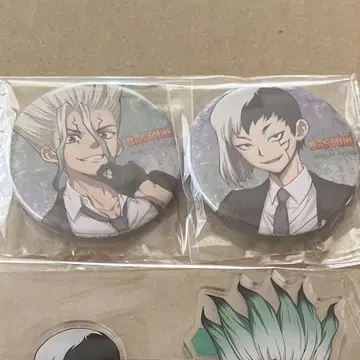 Dr.STONE 혜택 캔뱃지 애니메이트 이시가미 치쿠사 아사기리 겐
