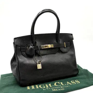HIGH-CLASS 하이 클래스 골드 금장 장식 핸드백 블랙