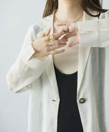 neuna 시어 자켓 아이보리 시스루 테일러드 자켓