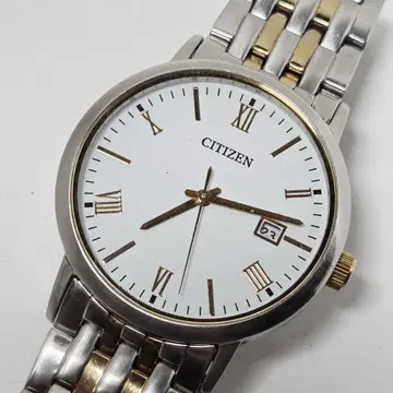 CITIZEN 에코 드라이브 손목시계 솔라 데이트 화이트 다이얼