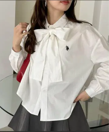 U.S.POLO ASSN. Ada. 별주 볼륨 슬리브 셔츠 블라우스