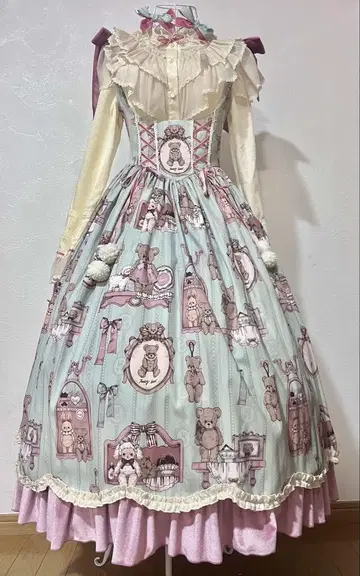 Alice girl 곰 JSK 블라우스 헤어 클립 세트