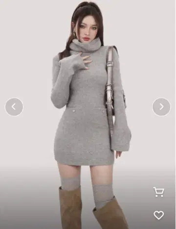 DALLA 니트 원피스 터틀넥 하트 포인트 원피스