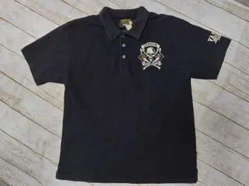 VANSON 스컬 블랙 피케 셔츠 XL 해골 클리닝 완료