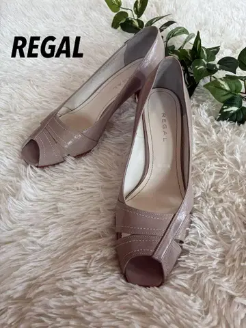 REGAL 베이지 계열 오픈토 펌프스 24.5cm 일본제