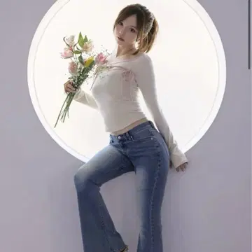 앤드메리 하트 힙 플레어 데님