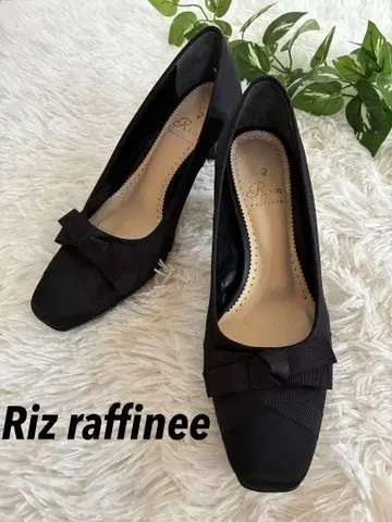 새상품급 Riz raffinee 블랙 펌프스 리본 포함 23EE 일본제