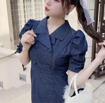 evelyn 오픈 카라 머메이드 op 네이비