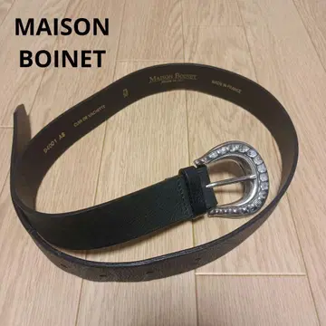MAISON BOINET 벨트 프랑스제 블랙 두꺼운 벨트 가죽