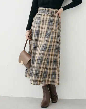 natural couture 벨트 깔끔한 A 라인 스커트 포켓 부착