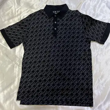 BLACK LABEL 블랙 로고 패턴 피케 셔츠